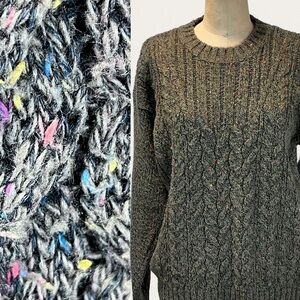 VINTAGE 80s Outback Red cable knit sweater‎ marled confetti yarn earthy 90s